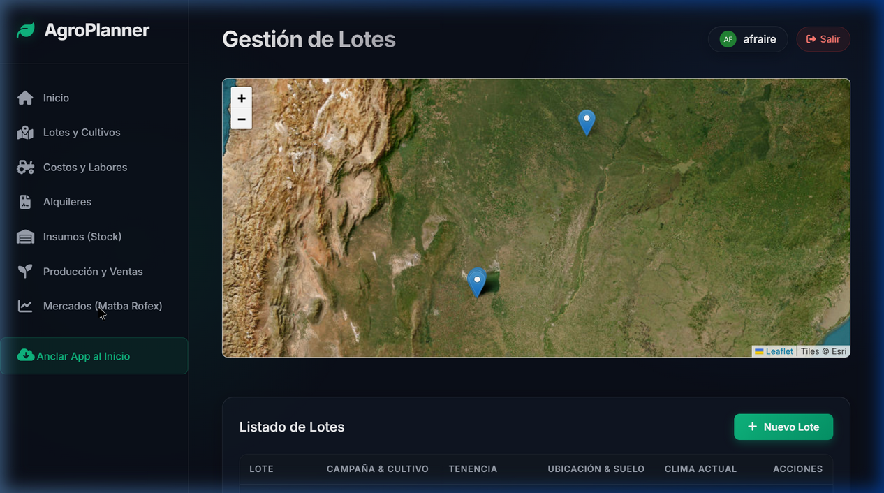 AgroPlanner – Gestión de Lotes con mapa